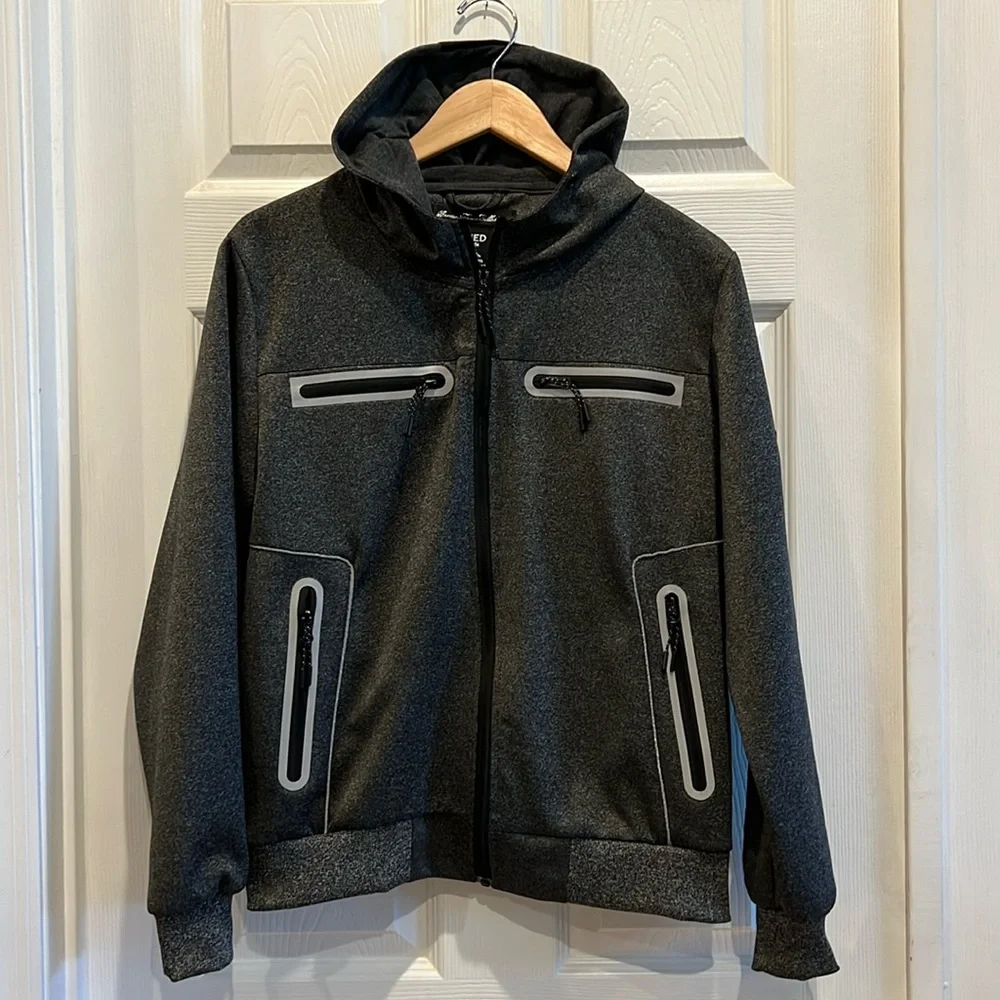 FRIED Denim Dark Heathered Gray Hoodie Sweatshirt Jacket